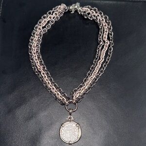 MELANIA Clara Metallic and Pink Chain Necklace with Matching bracelet! NWT